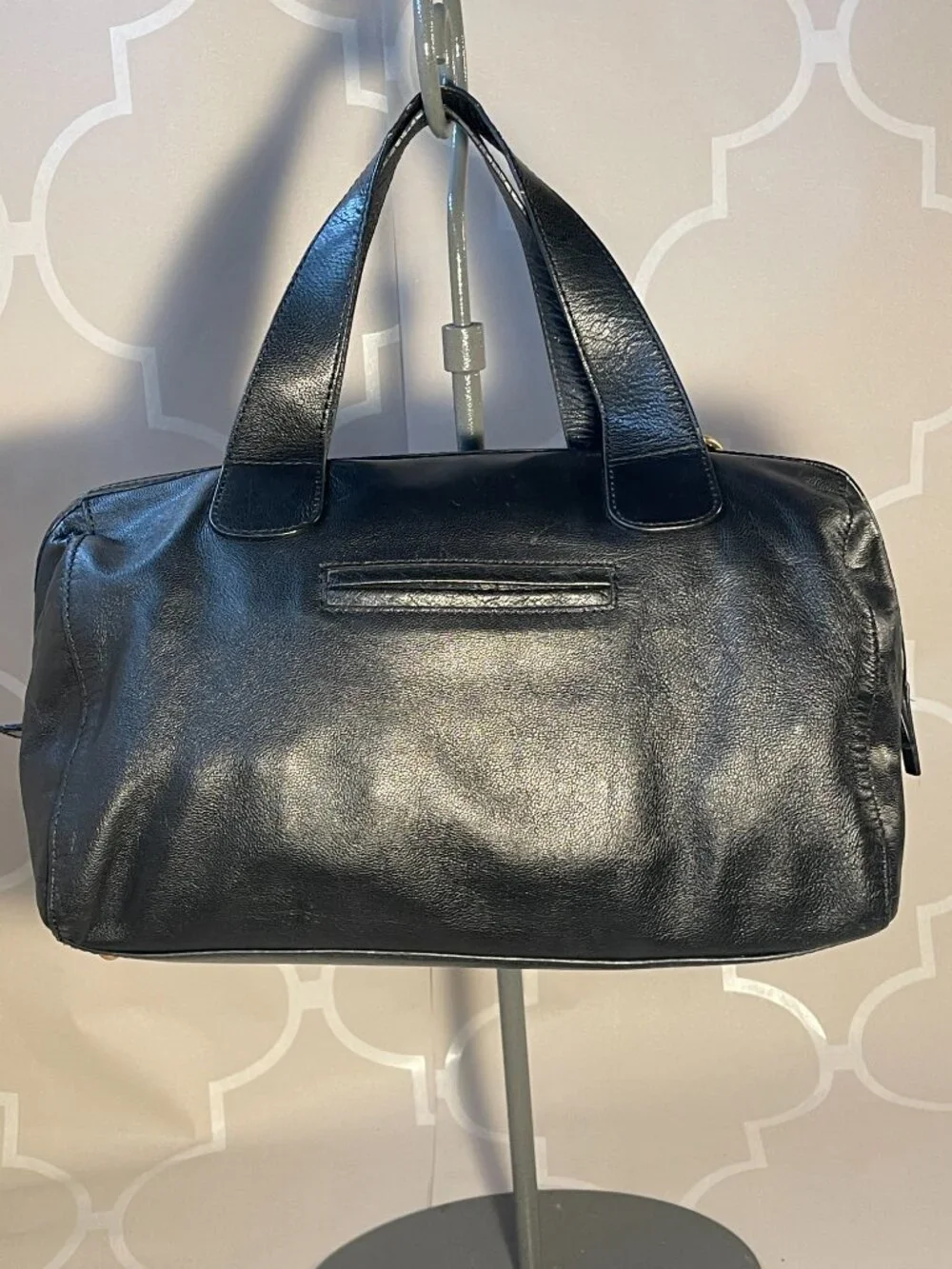 Juicy Couture Y2K Black Leather Bowling Shoulder Bag Tassel Logo Purse